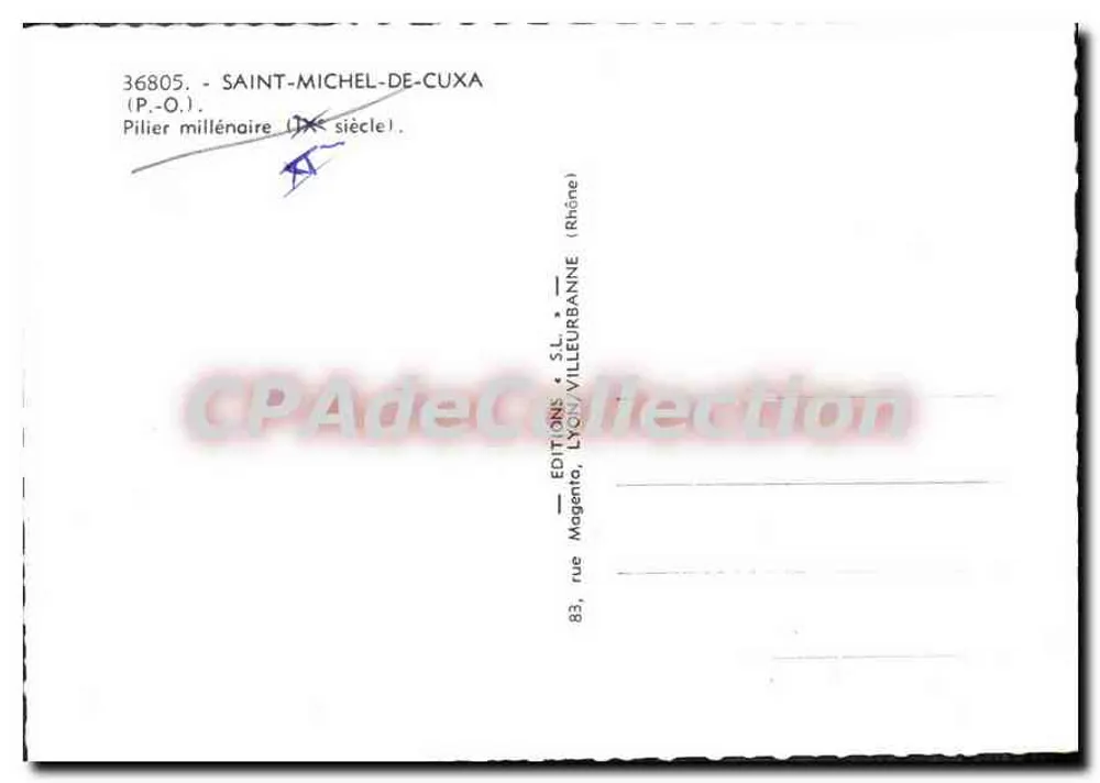Saint-Michel-de-Cuxa — Pilier milenar (século IX) — Éditions Magenta, Lyon - Verso