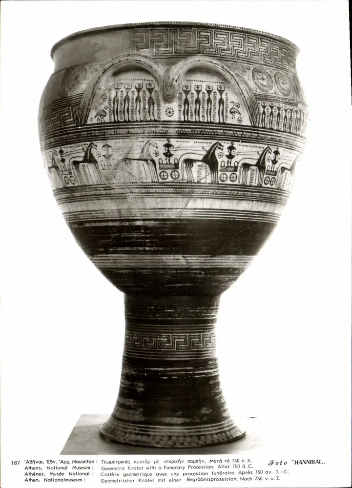 Geometria kratera z procesją pogrzebną — Ateny, Muzeum Narodowe — Foto HANNIBAL - Awers