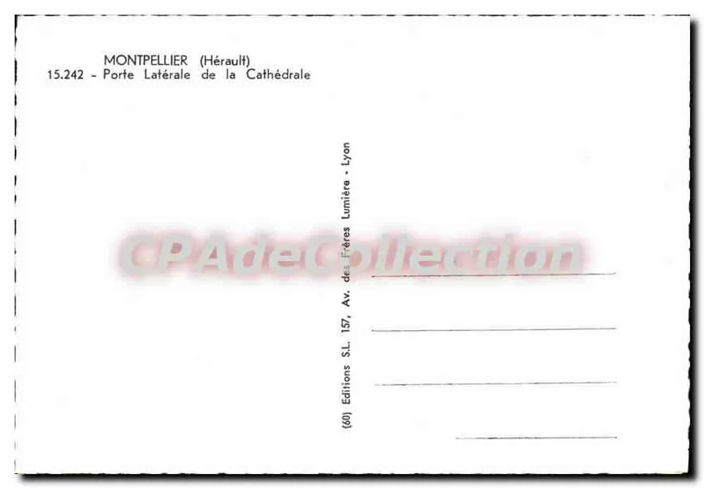 Montpellier (Hérault) — Porte latérale de la cathédrale — Éditions S.L. Lyon - Verso