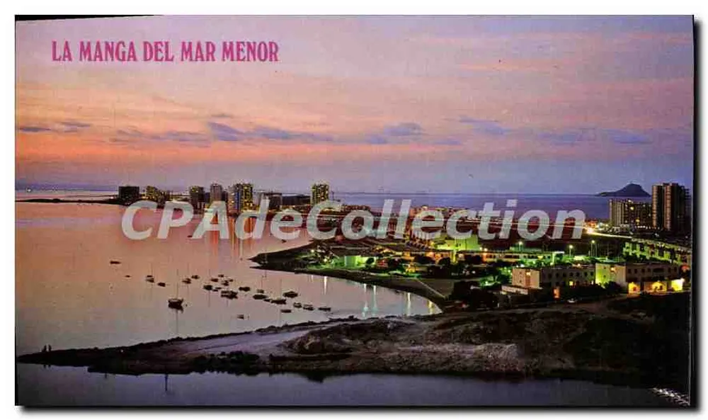 La Manga del Mar Menor — Panoramablick am Abendrot — Verlag CPAdedeCollection - Vorderseite