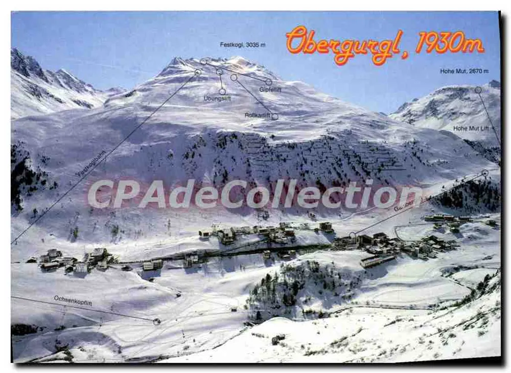 Obergurgl, 1930m — vue panoramique des pistes de ski avec les sommets Festkogel et Hohe Mut — éditeur Verlag Werner Lohmann - Vorderseite