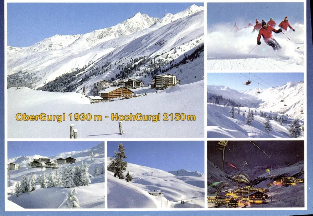 OberGurgl 1930 m - HochGurgl 2150 m — vue panoramique et activités de ski — éditeur Verlag Werner Lohmann, n° 1/511 - Vorderseite