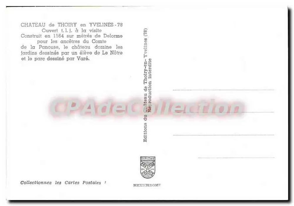 Schloss Thoiry — Ansicht des Hauptgebäudes — Éditions Mexichrome (78) - Rückseite