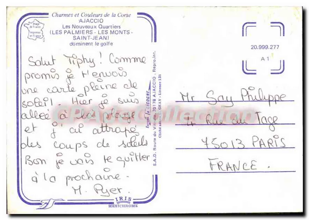 Ajaccio — Les Nouveaux Quartiers (Les Palmiers - Les Monts-Saint-Jean) über dem Golf — Verlag Iris Mexichrome, Nr. 20.999.277 - Rückseite