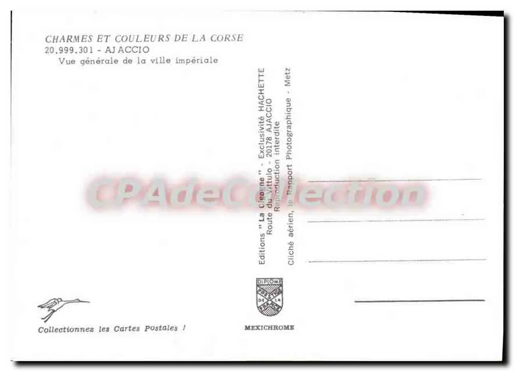 Ajaccio — Vista general de la ciudad imperial — Ediciones Hachette, n° 20.999.301 - Reverso