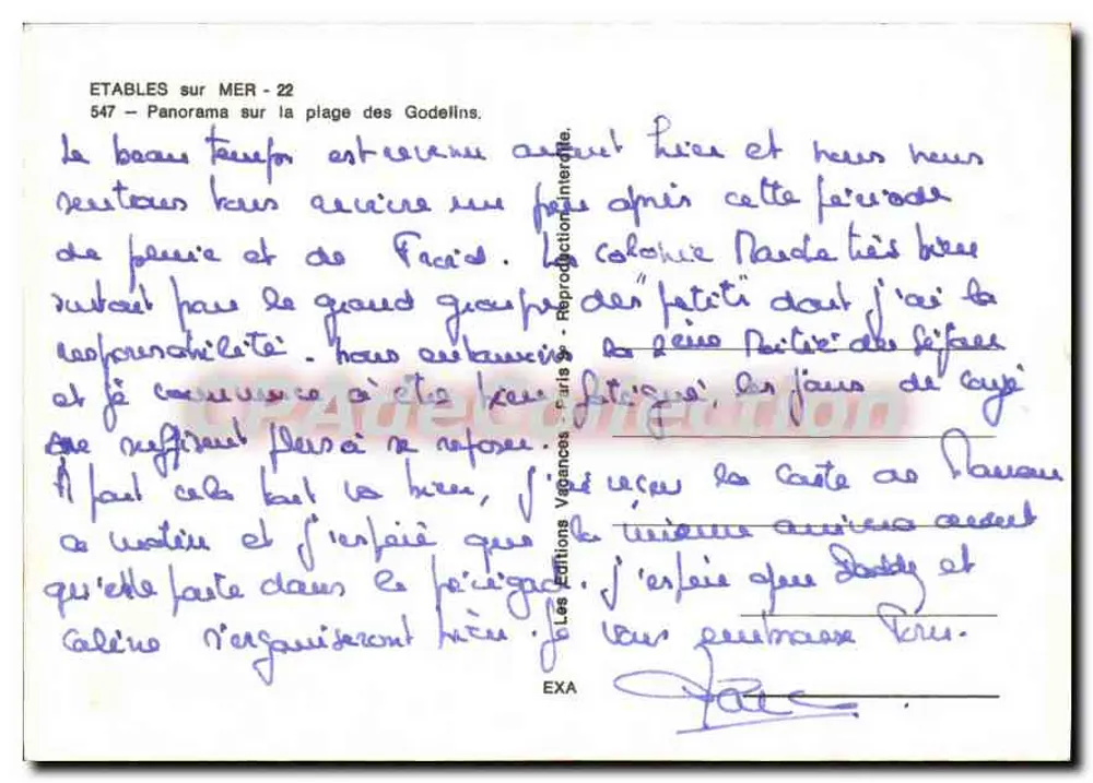 Étables-sur-Mer — Panorama der Godelins-Strand — Éditions Variances - Rückseite