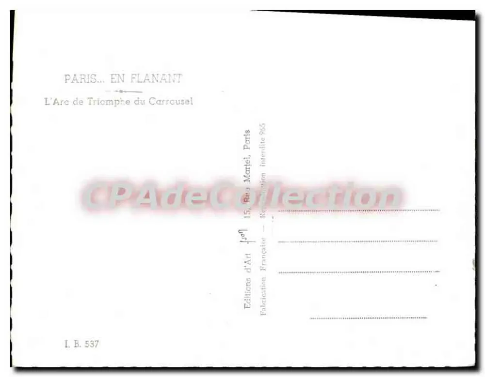Paris — Arc de Triomphe du Carrousel — Éditions d'Art Martié, Paris - Verso