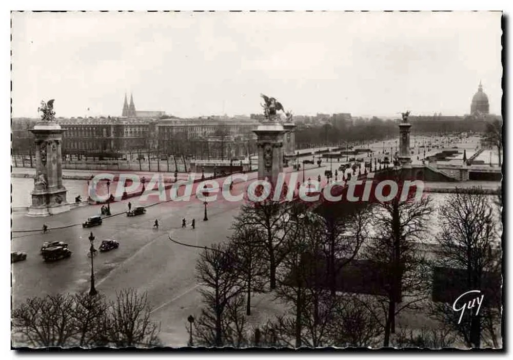 Brug Alexandre III — uitzicht op de brug en de esplanade van de Invalides — André LECONTE, Parijs - Voorkant