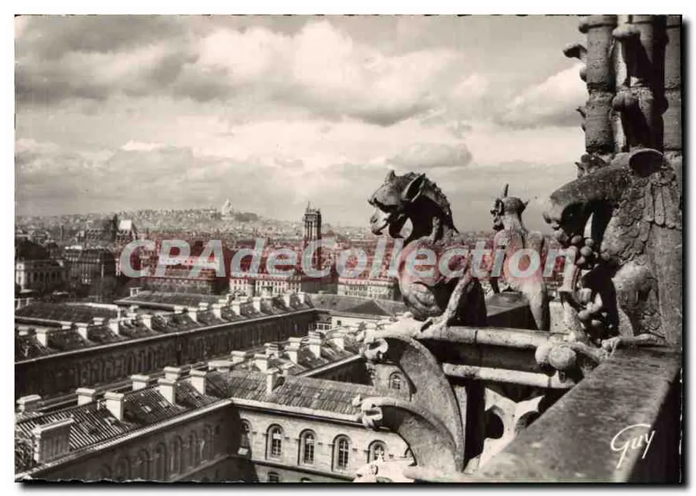 Paris e suas maravilhas — Chiméricas da catedral Notre-Dame e panorama em direção à butte Montmartre — Éditions Véritabia - Frente
