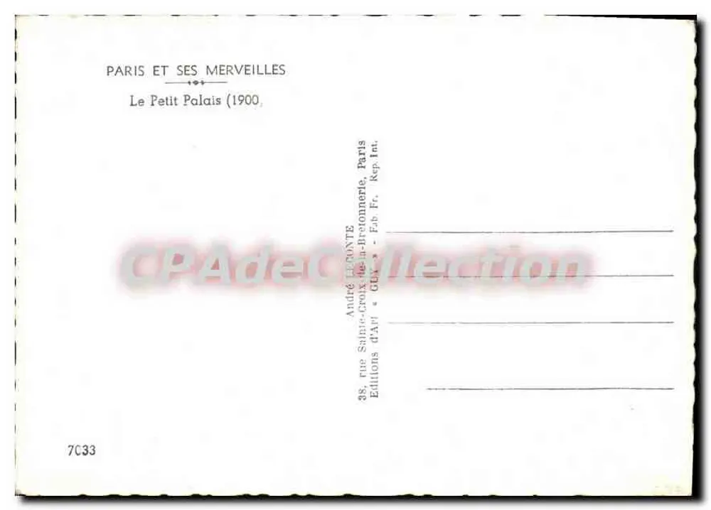 Het Kleine Paleis — Parijs (1900) — André HÉRONTE, Kunstuitgaven, Parijs - Achterkant