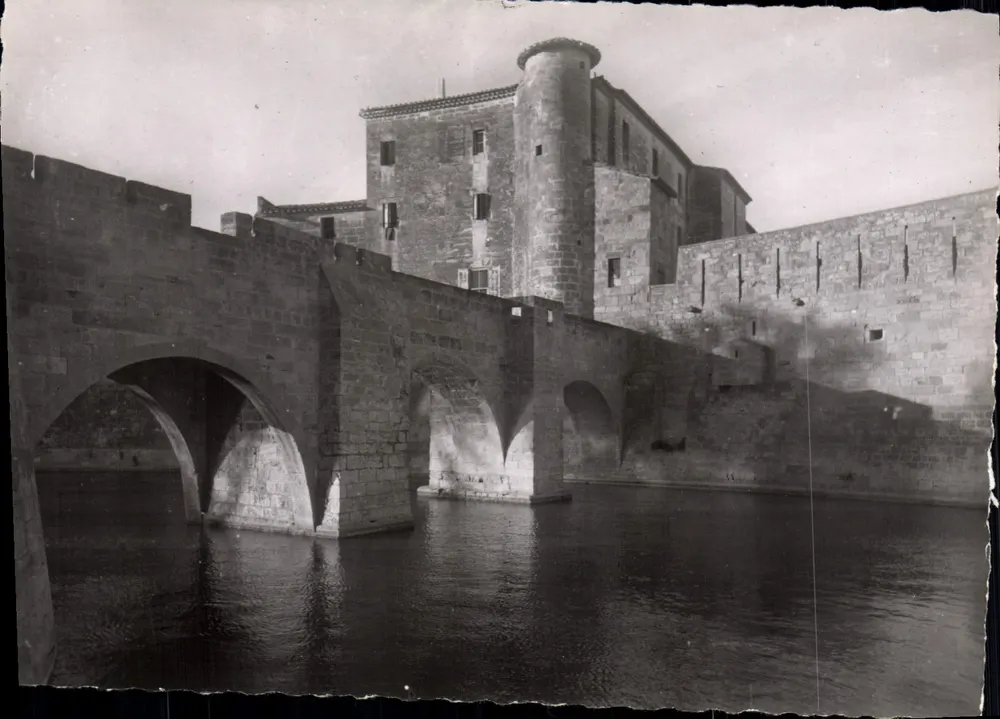Aigues-Mortes (Gard) — Vista dei muri di cinta, torre e edifici doganali - Recto