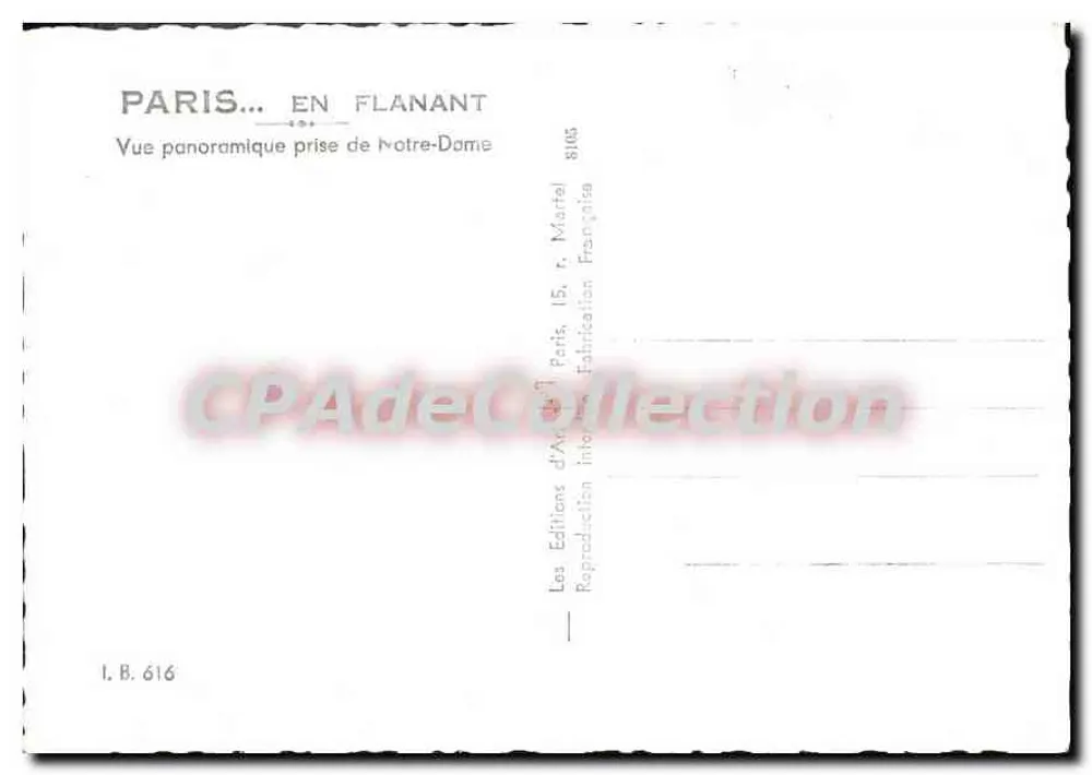 Paris... Spaziergang — Panoramabild vom Notre-Dame — Éditions d'Art, Paris - Rückseite