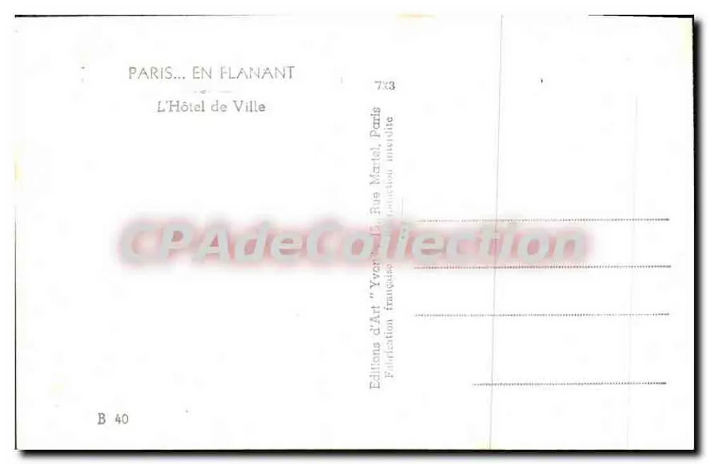 Paris — Rathaus — 'Yvan' Kunstausgabe - Rückseite