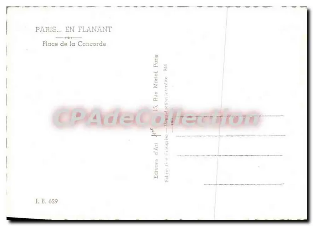 Praça da Concórdia — Obelisco e Fonte — Edições de Arte Francesa - Verso