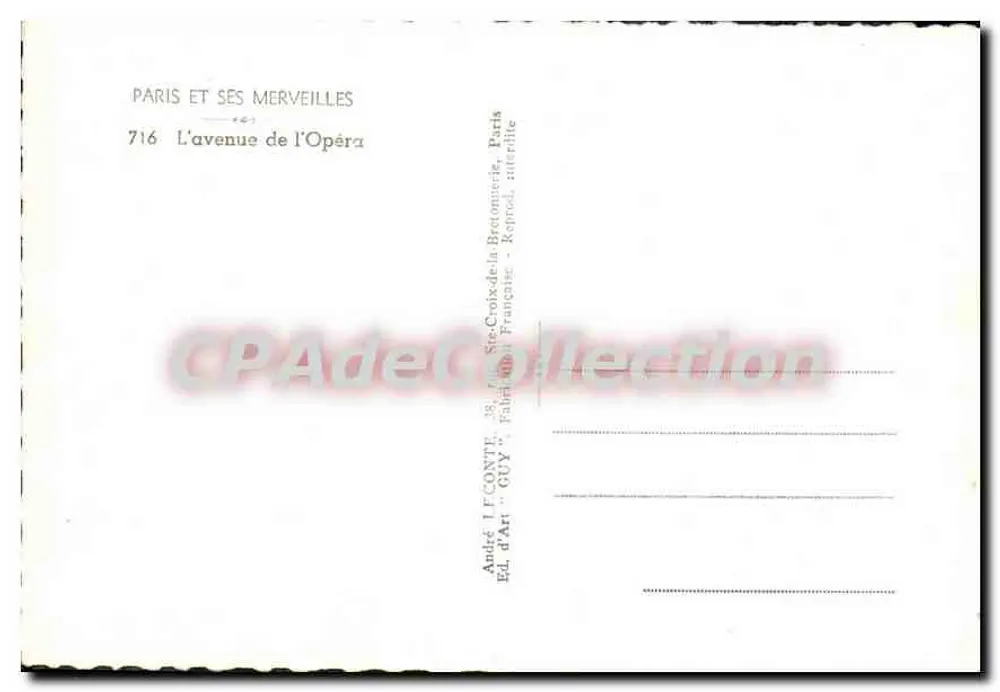 París y sus maravillas — La avenue de l'Opéra — Editor GUY - Reverso