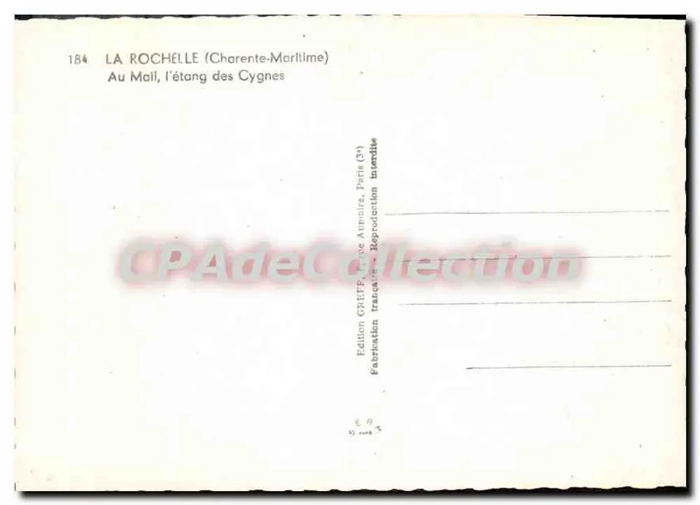 La Rochelle (Charente-Maritime) — Am Mail, der Ententeich — Edition GREFF, Paris (3e) - Rückseite