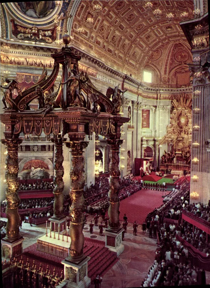 Innenansicht der Basilika St. Peter — päpstliche Zeremonie — Edition Bruttner & C. Como - Vorderseite