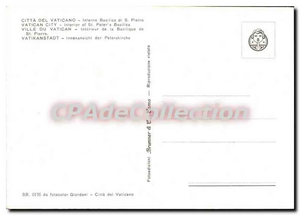 Innenansicht der Basilika Saint-Pierre — Vatikan — Edition Brunner & Como, n° BR. 0176 - Rückseite