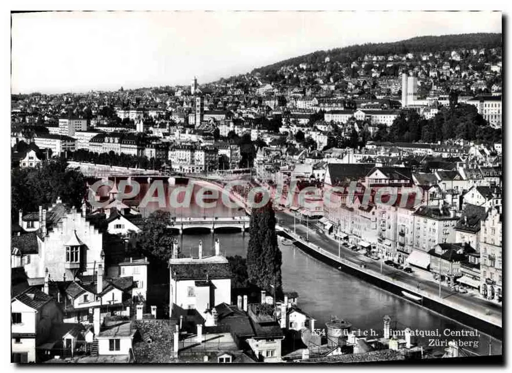 Zurique. Limmatquai, Central, Zürichberg — Foto u. Verlag E. Furtner, Zürich, n° 554 - Frente