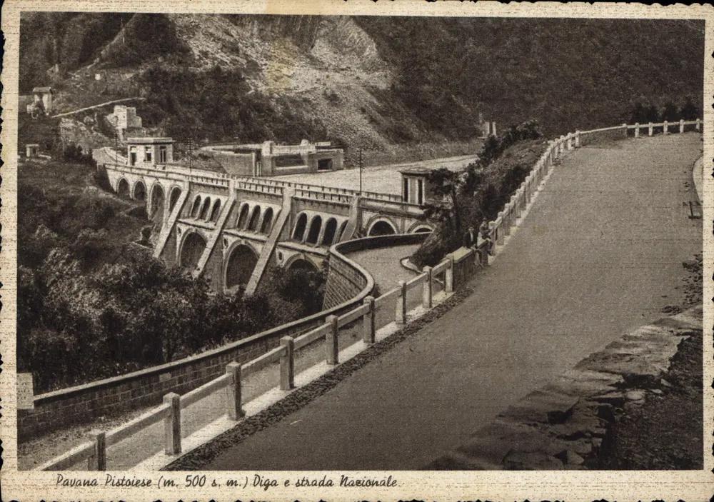Pavona Pistoiese (m. 500 s.m.) — Diga e strada Nazionale — Ediz. L. Bernardini - Frente