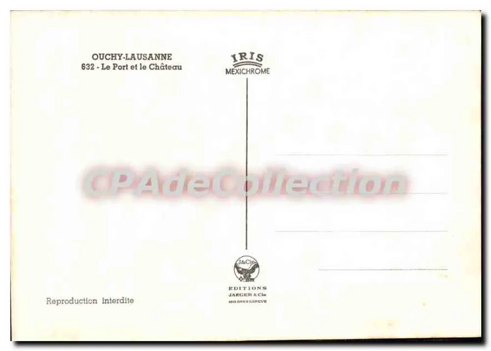 Ouchy-Lausana — El Puerto y el Castillo — Ediciones Jaeger & Cie - Reverso