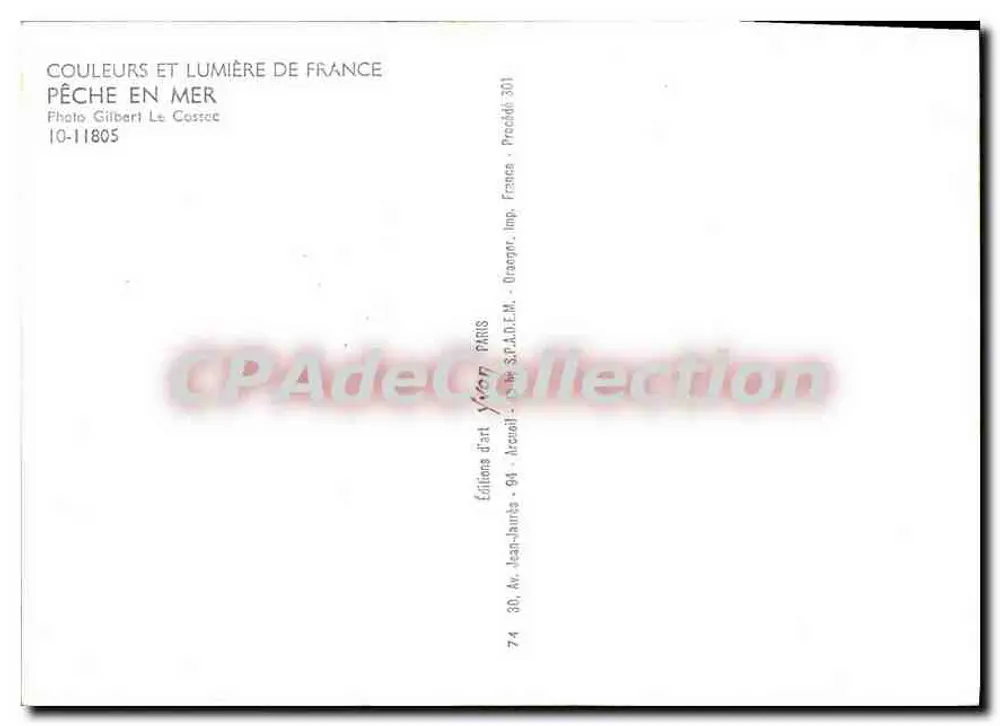 Pêche en mer — vue de bord d'un voilier au coucher du soleil — Éditions d'art Jean-Jaurès, Paris - Verso