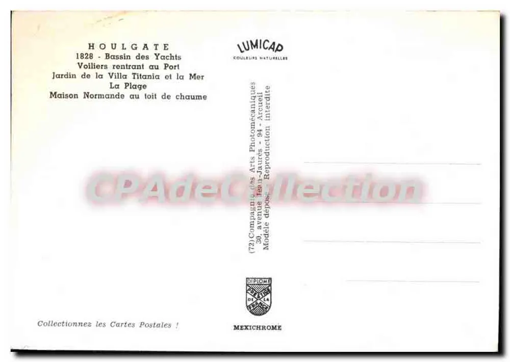Houlgate — Lago dos Yachts, Jardim da Villa Titania, Praia, Casa Normanda com telhado de colmo — Lumicap - Verso
