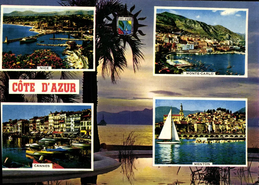 Côte d'Azur — vue panoramique avec Nice, Monte-Carlo, Cannes, Menton — Édition GILLETIA - Recto