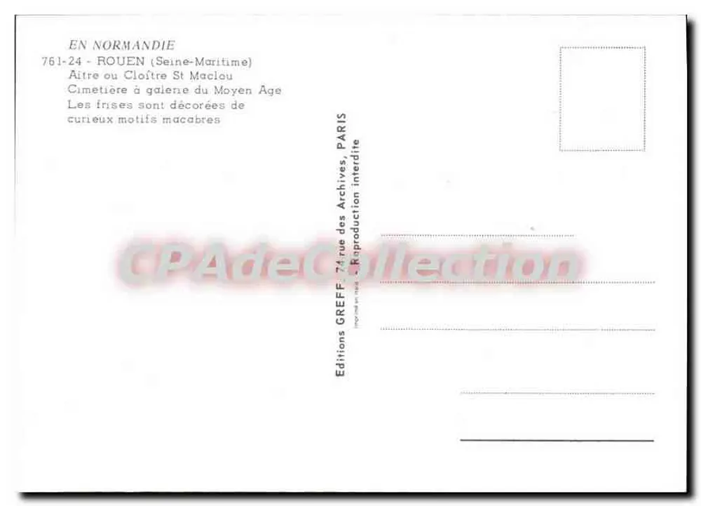 Aître St-Maclou — édifice médiéval à frises macabres — Éditions GREFF - Rückseite