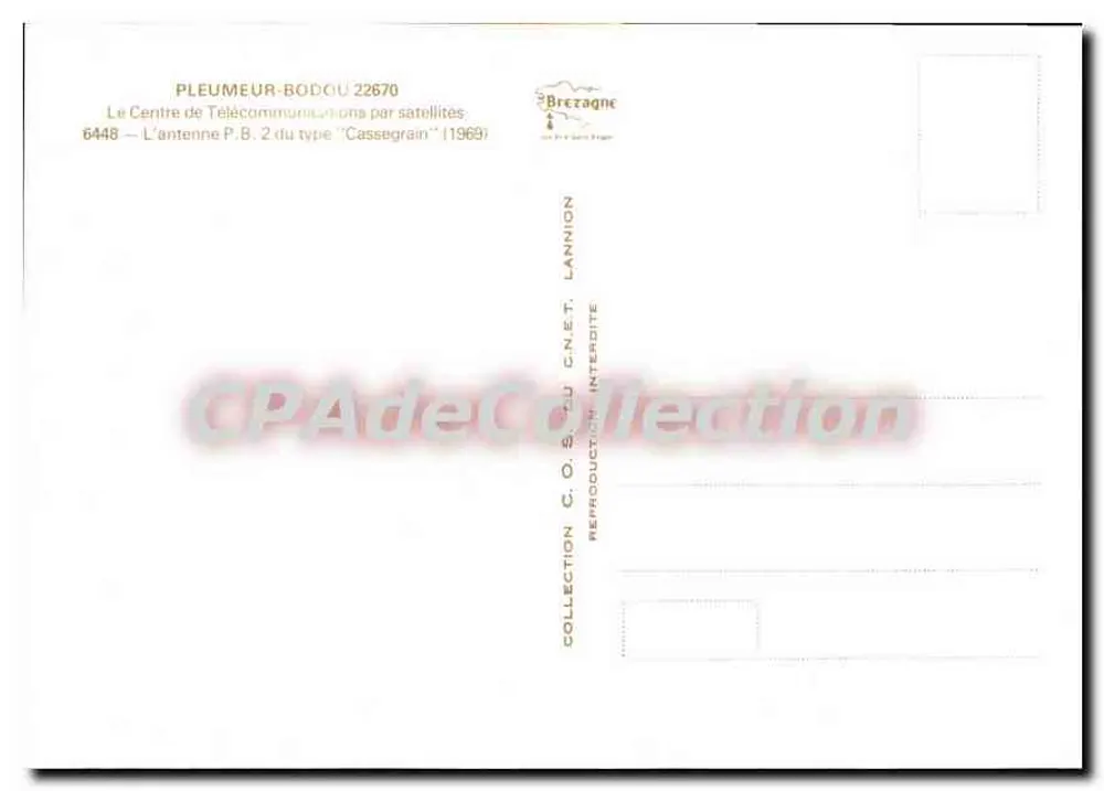 Antena P.B. 2 tipo Cassegrain — Pleumeur-Bodou — edición Brezagne - Reverso