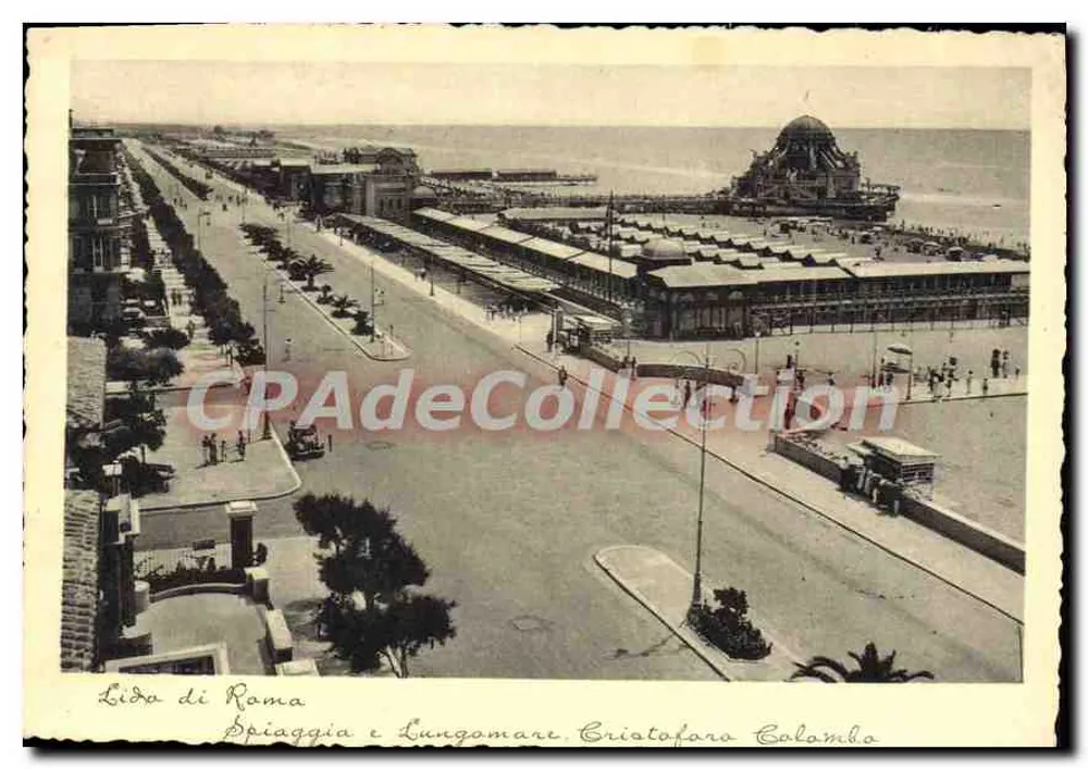 Lido di Roma — Spiaggia e Lungomare Cristoforo Colombo — Ed. V. Vaglieco - Recto