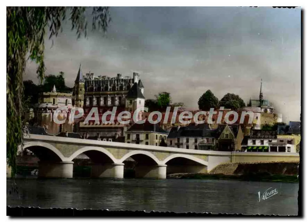 Amboise — Castillo del siglo XV, capilla de San Huberto y puente sobre el Loira — Ed. Valoire - Anverso
