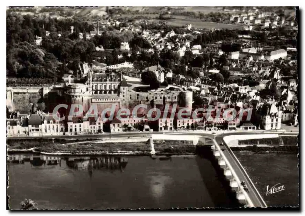Amboise — Luftbild des Schlosses und der Brücke über die Loire — Valoire - Vorderseite