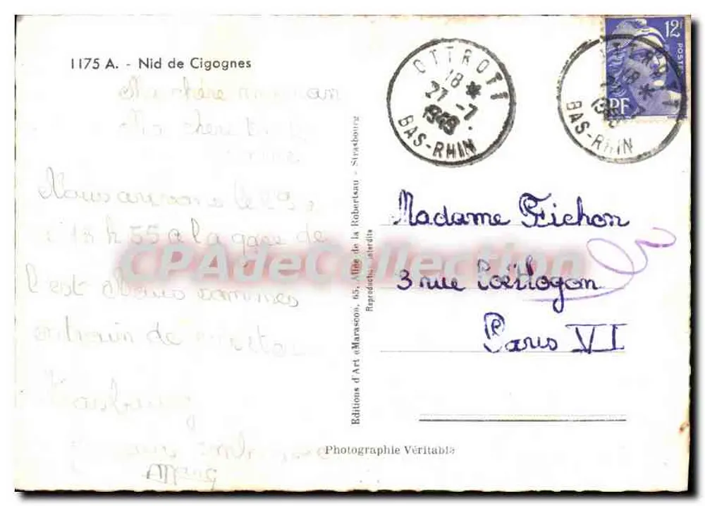 Nid de cigognes — Alsace — Marasco - Verso