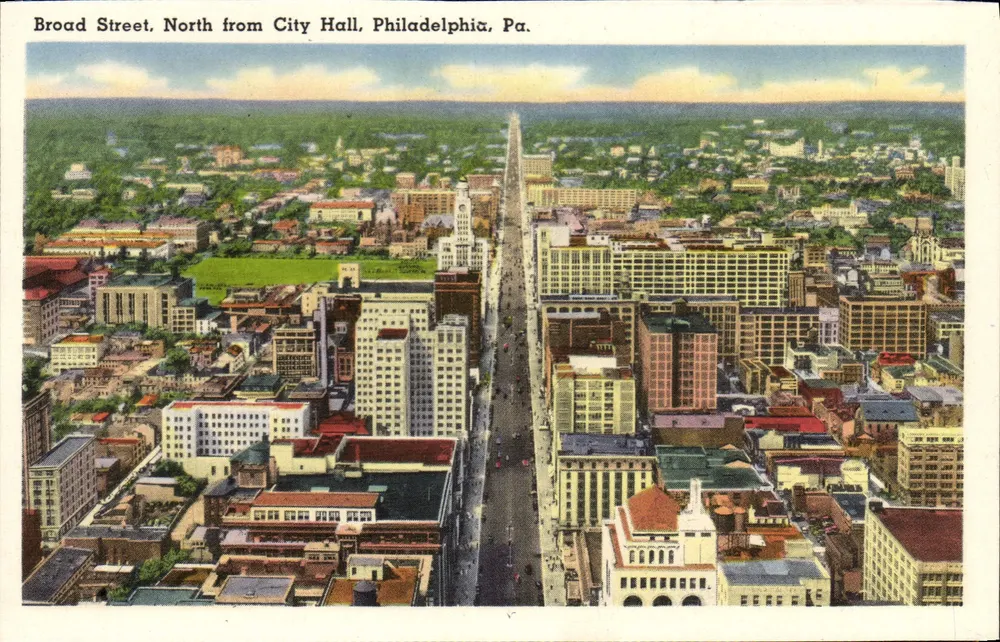 Broad Street, North from City Hall, Philadelphia, Pa. — Luftbild — Vintage Postcard/Antike Ansichtskarte - Vorderseite