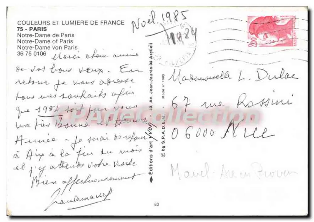 Notre-Dame de Paris — Ansicht der Fassade — Éditions d'art Lyon - Rückseite