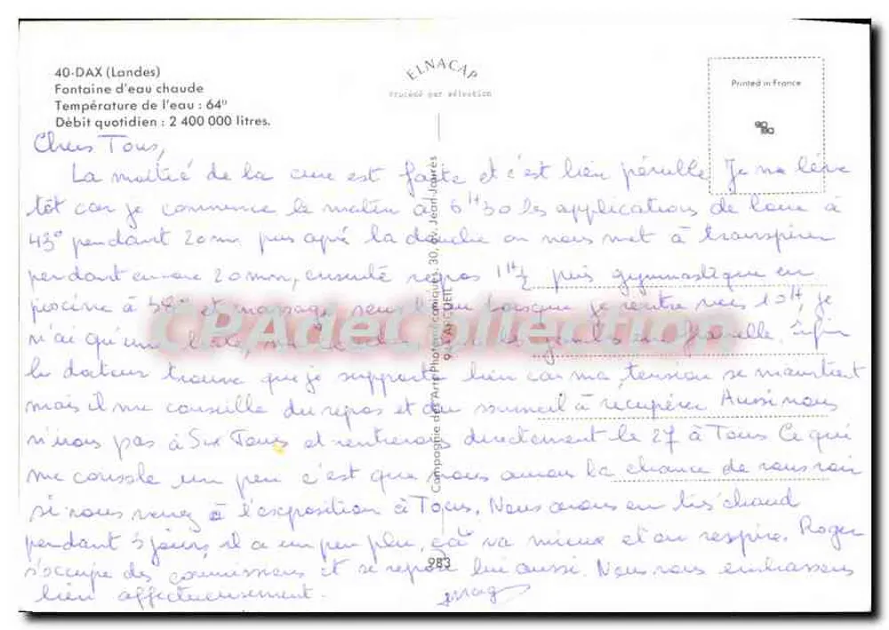 Fonte de água quente em Dax — editor Elnacap, n° 383 - Verso