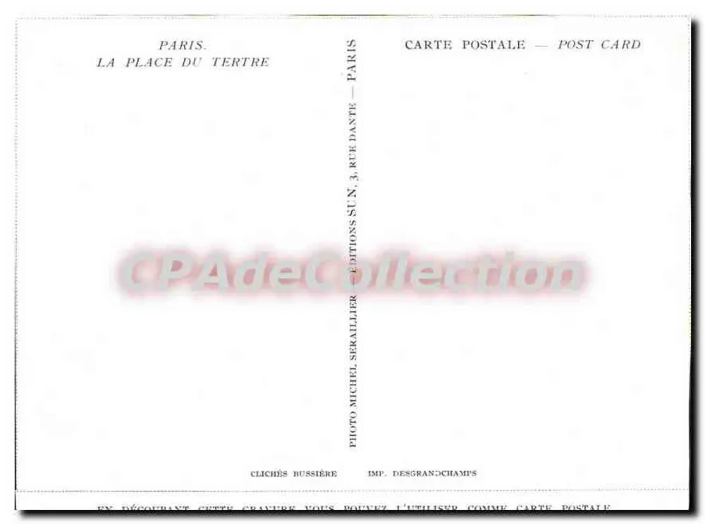 Paris — A Praça do Tertre — Edições Michel Seraillier - Verso