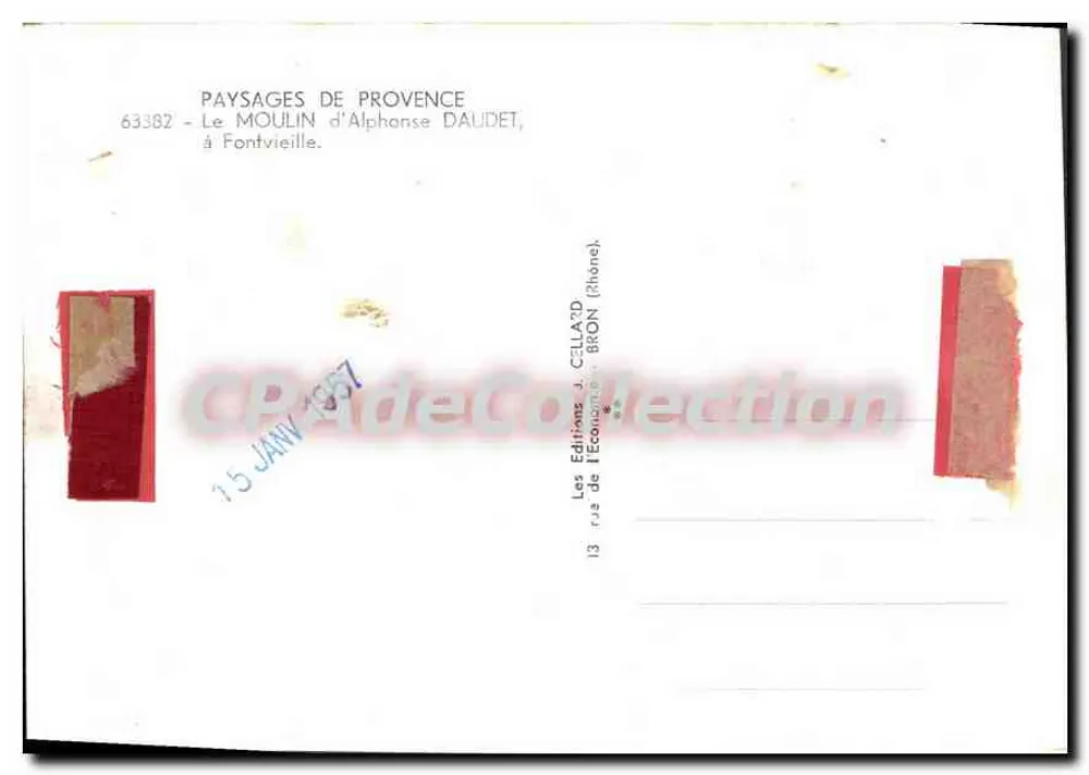 Mühle von Alphonse Daudet in Fontvieille — Landschaften der Provence, Nr. 63382 — Editions J. Cellard - Rückseite