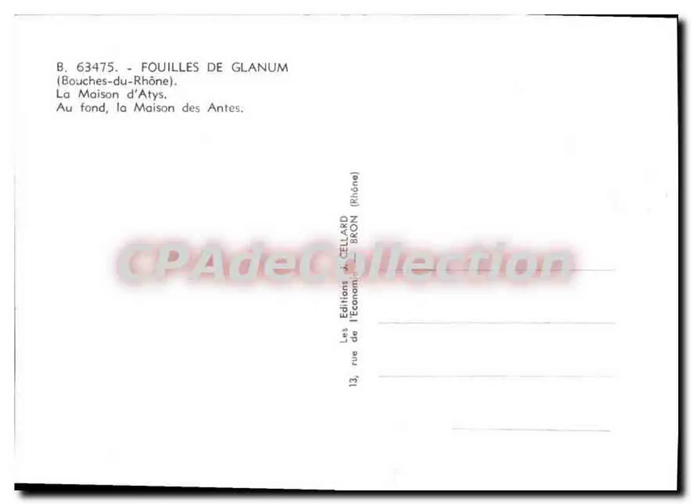 Escavações de Glanum — A Casa de Atys — Les Éditions de CELLARD (Bouches-du-Rhône) - Verso