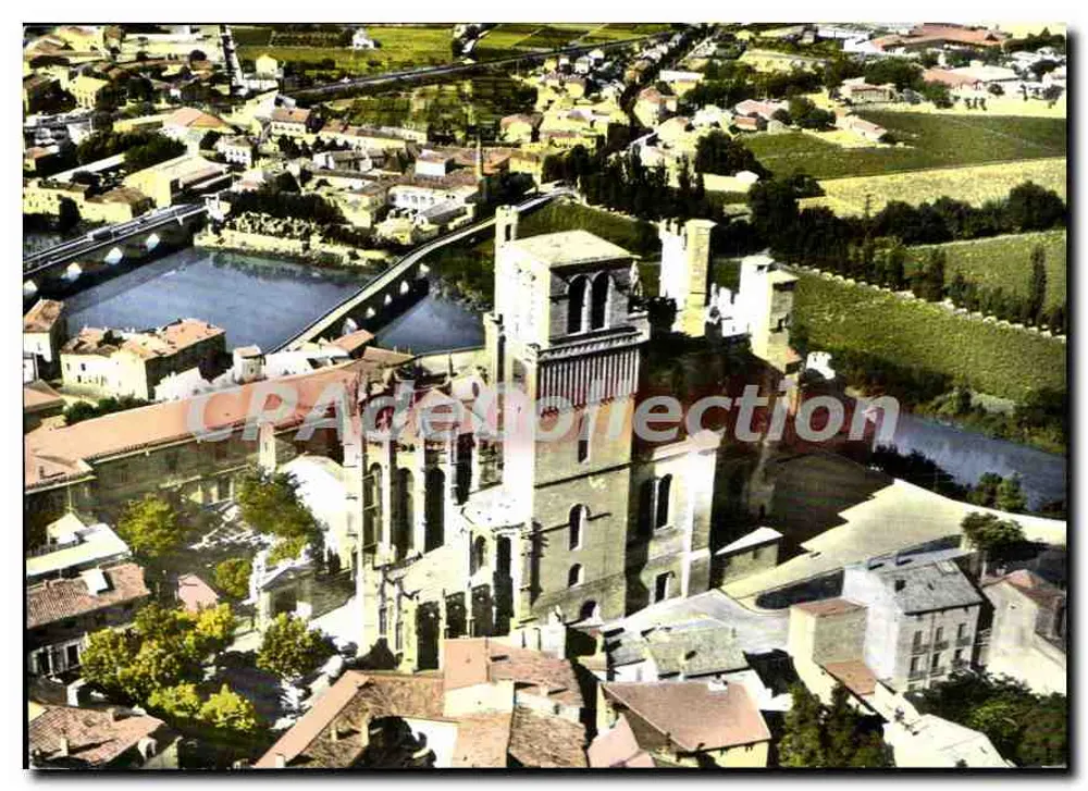 Béziers (Hérault) — vista aérea geral com a catedral Saint-Nazaire — edição S.L. Lyon/Villeurbanne - Frente