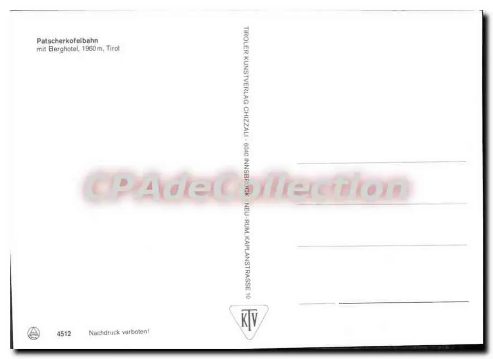 Patscherkofelbahn — com o Berghotel a 1960 m, Tirol — Troler Kunstverlag Chizzaul - Verso