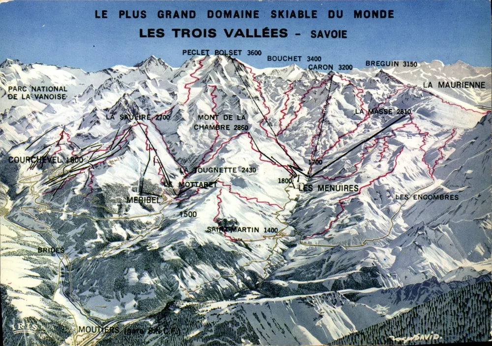Die drei Täler - Savoie — Der größte Skigebiet der Welt — Verlag IRIS, Nr. 1520 - Vorderseite