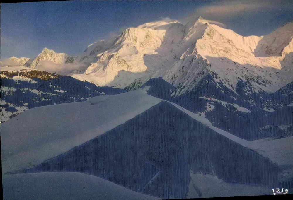 Tramonto sul Massiccio del Monte Bianco — PP 3236 — editore LUMICAP - Recto