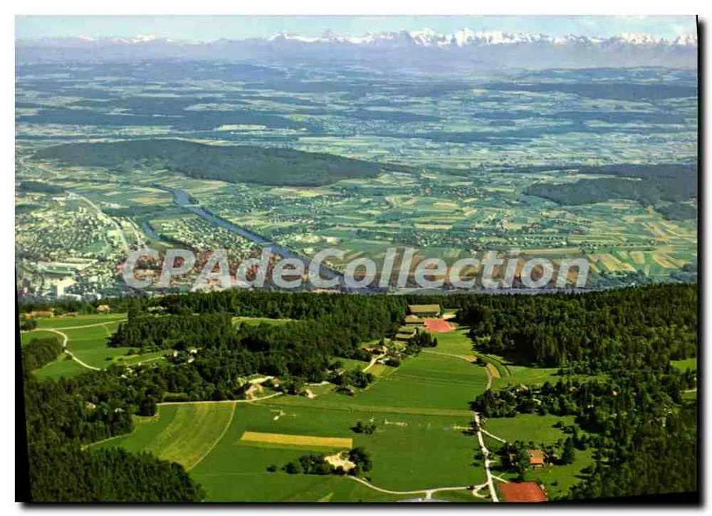 Vista aérea de Magglingen — Alpes no fundo — Flugaufnahme P. Zaugg & Cie, Zurique - Frente