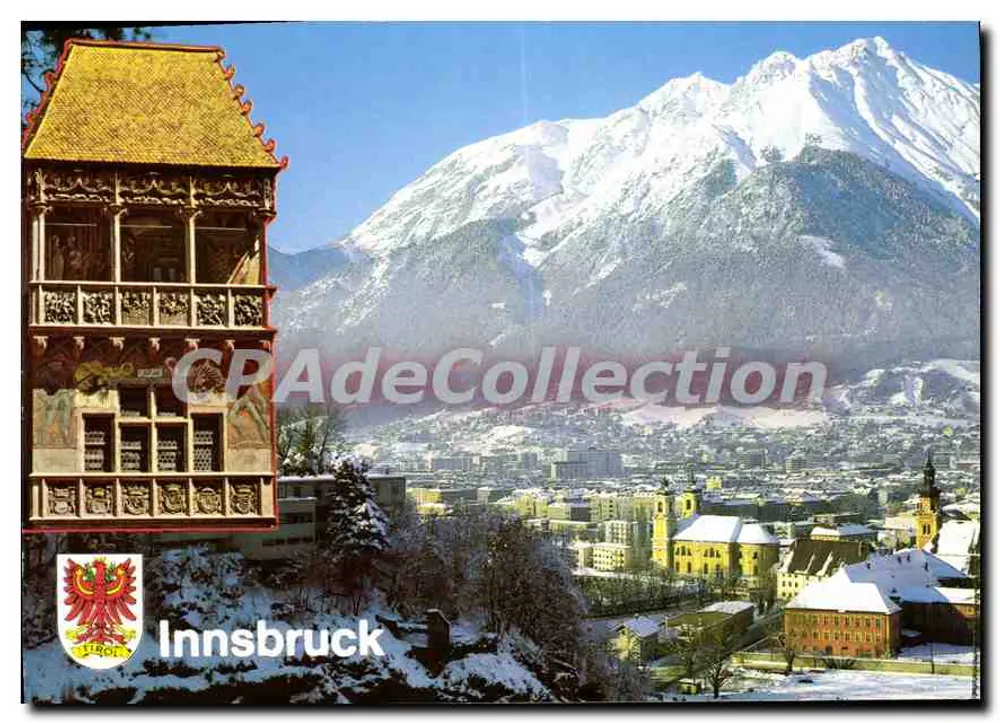Innsbruck — Goldenes Dachl y vista sobre los montes Nordkette — H. Purner, Innsbruck - Anverso