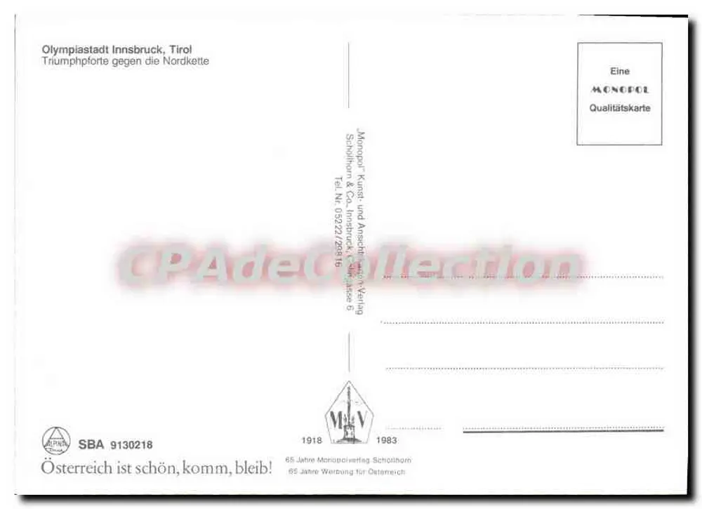 Innsbruck — Triumphbogen — Monopol Verlag - Rückseite