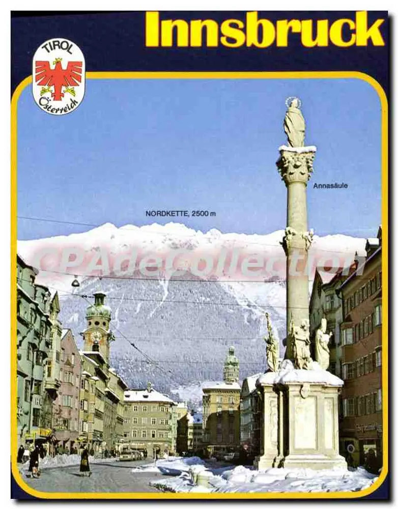 Innsbruck — Annasäule e montanha Nordkette — editor Alpina Luftbild Innsbruck - Frente