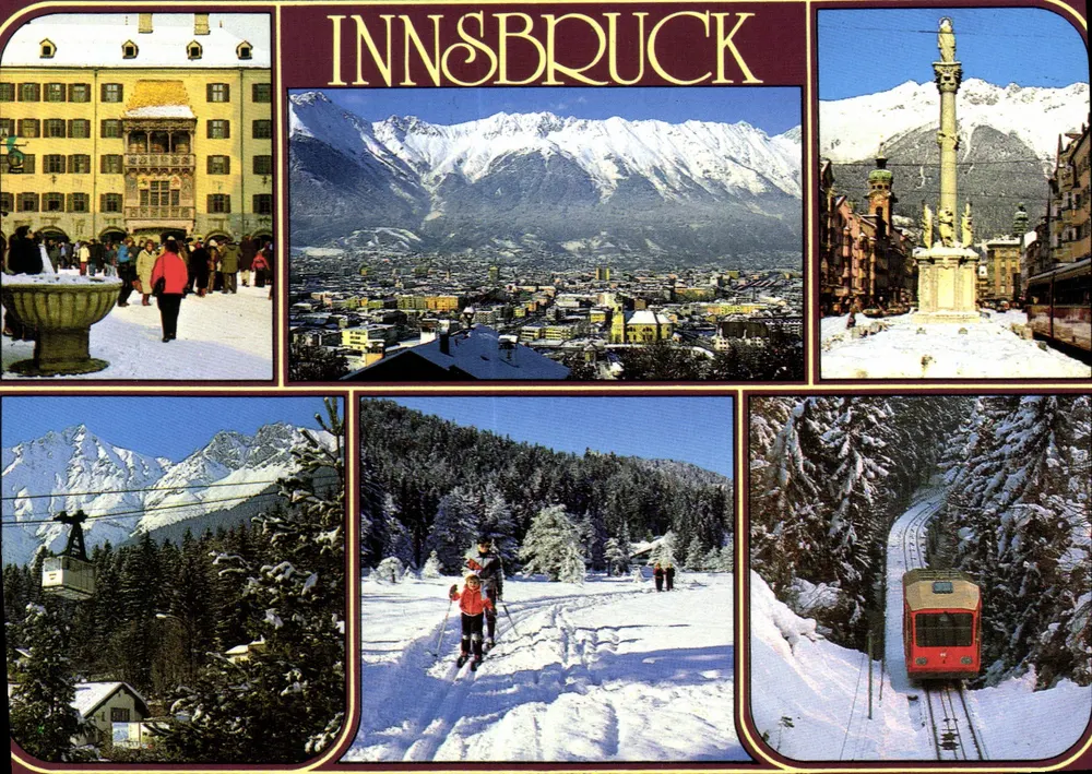 Innsbruck — Panoramablick und Winteraktivitäten — H. Purner, Nr. 115 - Vorderseite