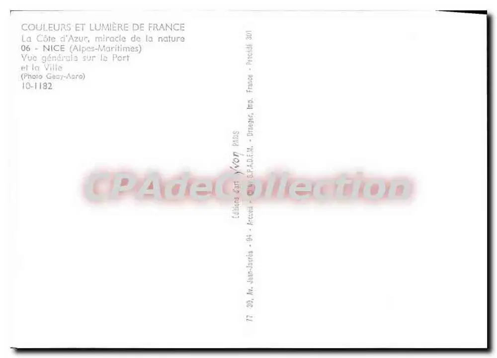 NICE (Alpes-Maritimes) — Vista geral do Porto e da Cidade — Éditions Dart Yvon, n° 10-1182 - Verso